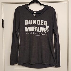 Dunder Mifflin Women's Grey Longsleeve Hoodie The Office Y2K